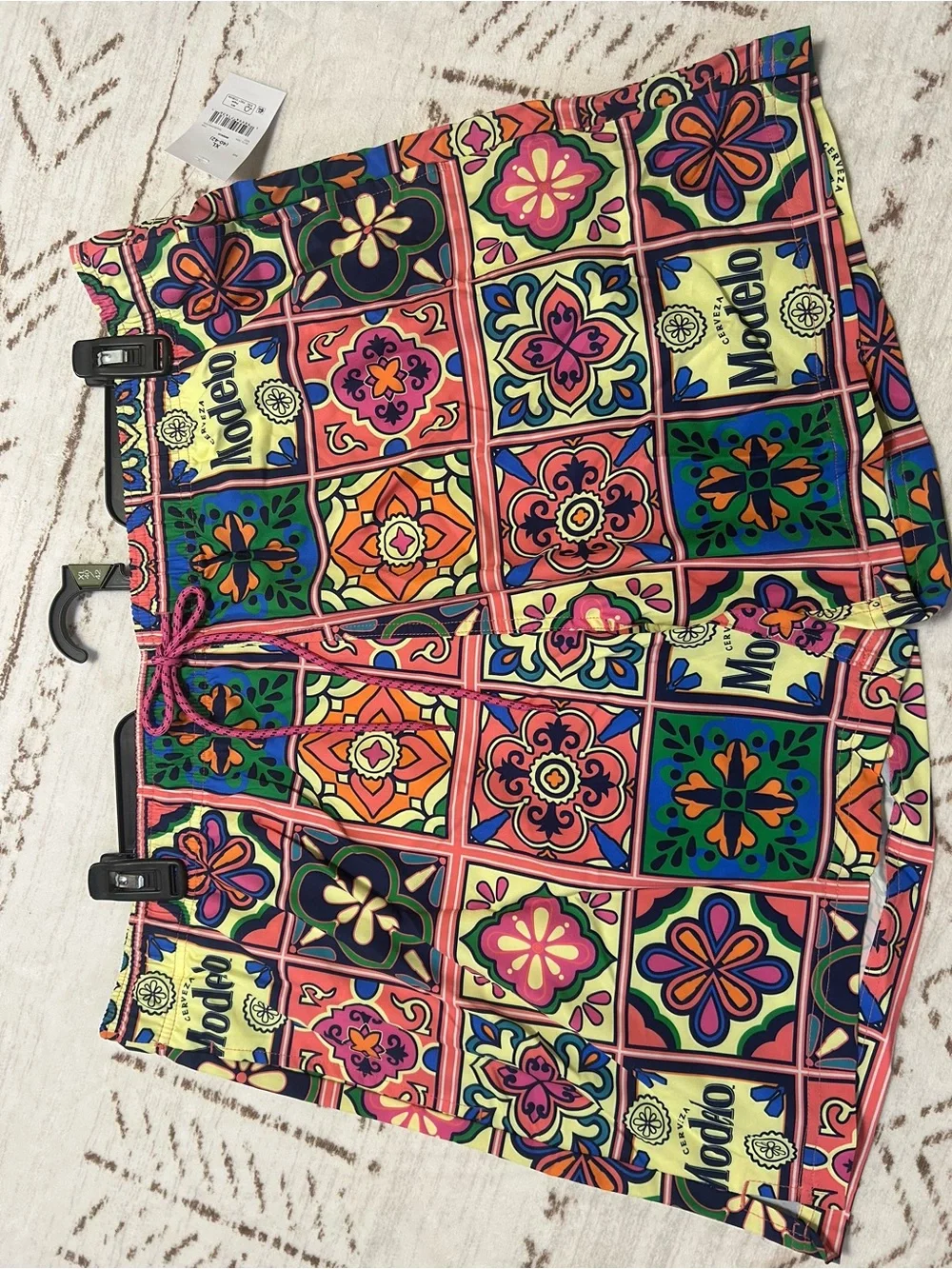 NWT Modelo Cerveza Men’s XL Swim Trunks Colorful Print Lined Board Shorts